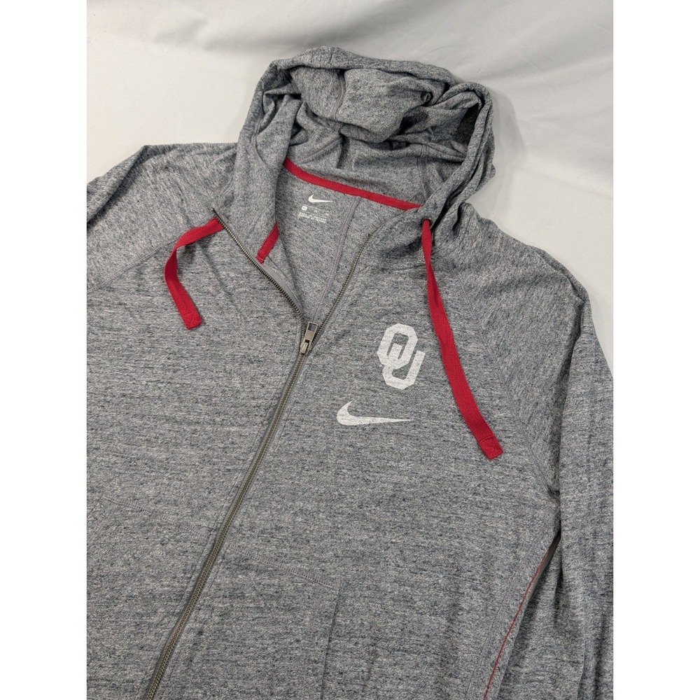 Nike Oklahoma Sooners Light Full Zip Hoodie Womens XL Gray Red NCAA Jacket
